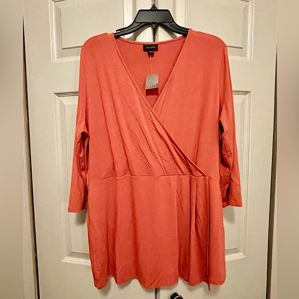 J Jill Wearever Collection Cardinal Surplice Neckline Pullover Top